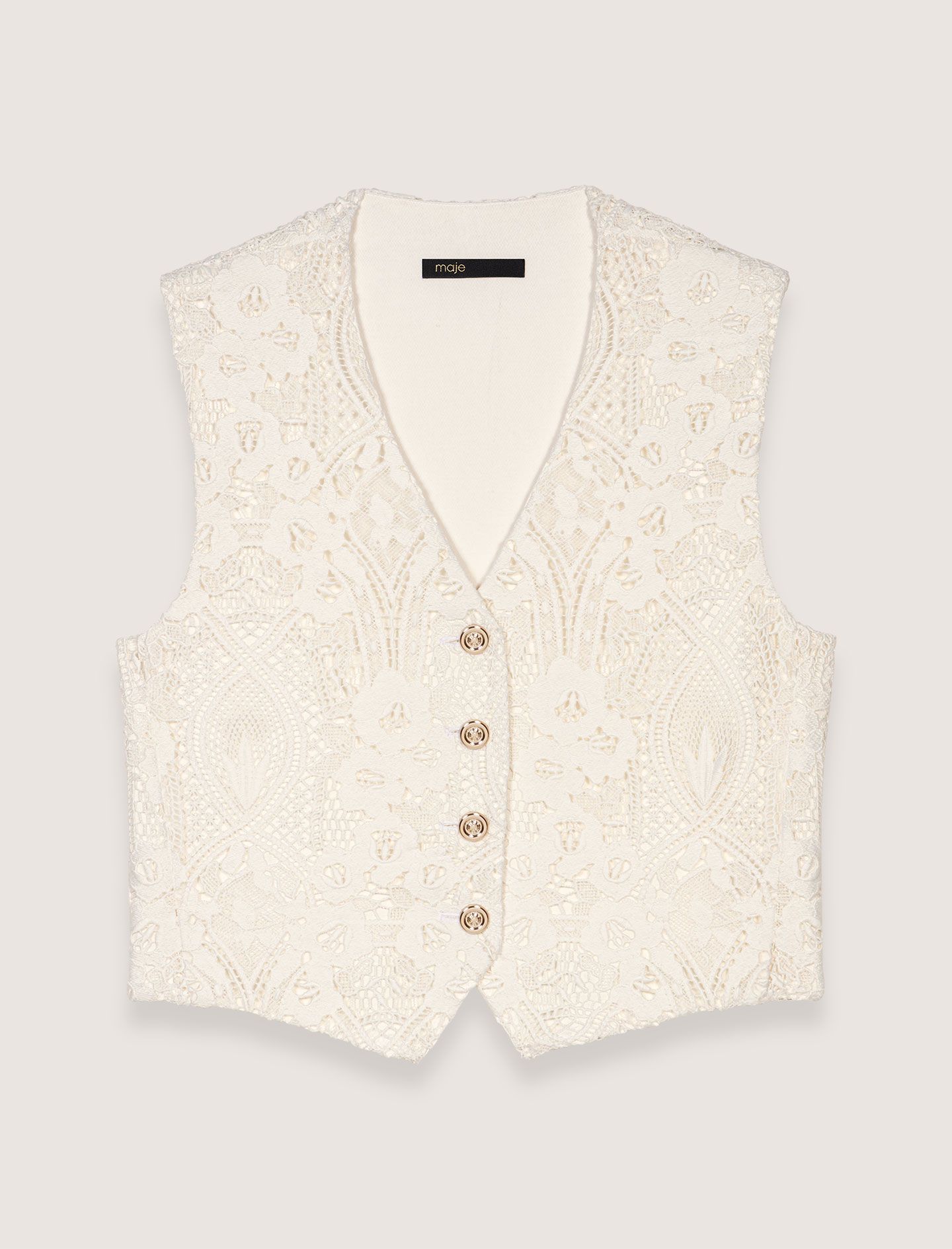 Áo khoác gile ren viền cổ vest